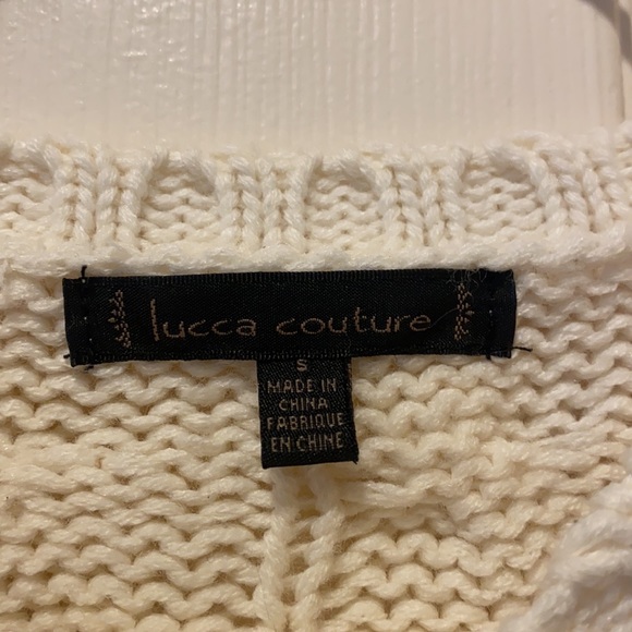 Lucca Couture White Cable Knit Crop Sweater - Picture 5 of 5